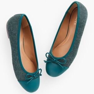 Talbots Blair Cap Toe Ballet Flats Herringbone Teal Spruced Up 10